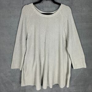 Eileen Fisher Sweater Women Extra Large Green Organic Cotton Quiet Luxury Preppy